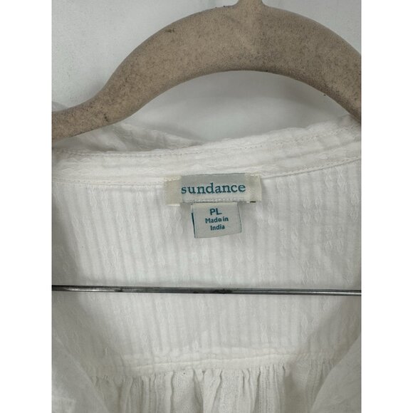 Sundance Button Front White Top Women PL Bohemian Peasant Prairie Coastal Beach - Picture 3 of 7